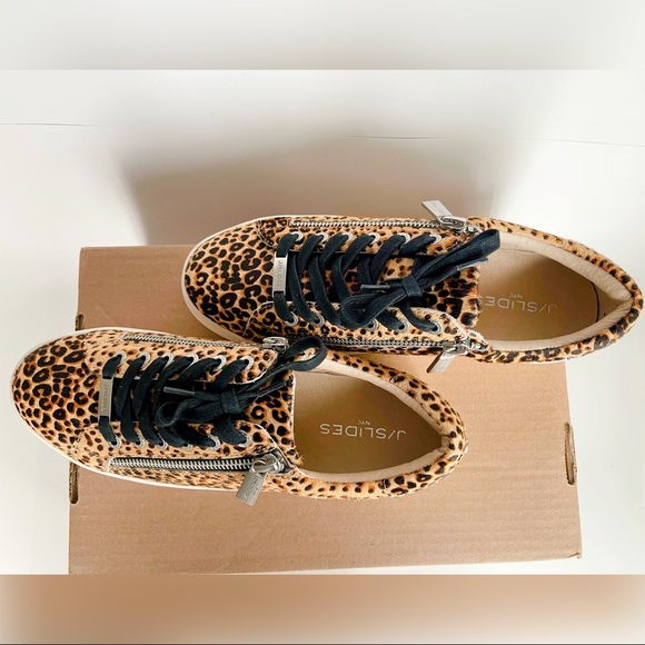 J/Slides Harling Natural/Black Leopard Sneakers Women Size 8 - Width M NWT - Picture 2 of 5